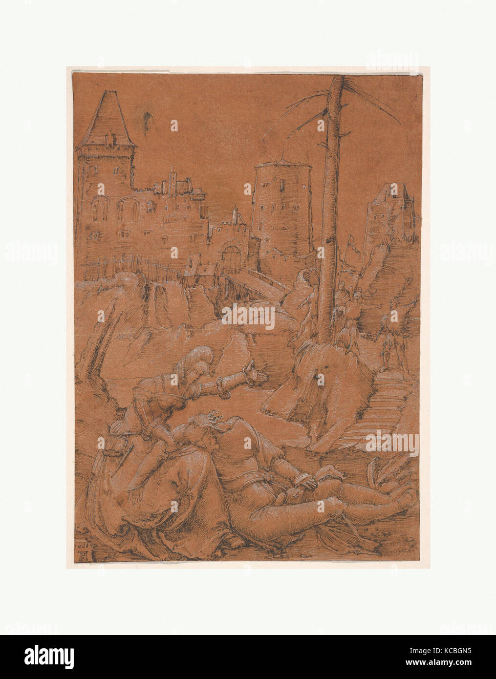 Samson et Delilah, 1506, plume et encre noir avec blanc sensibiliser sur papier préparé brun, feuille : 6 3/4 x 4 13/16 in. (17,1 x 1 Banque D'Images Samson et Delilah, 1506, plume et encre noir avec blanc sensibiliser sur papier préparé brun, feuille : 6 3/4 x 4 13/16 in. (17,1 x 1 Banque D'Images