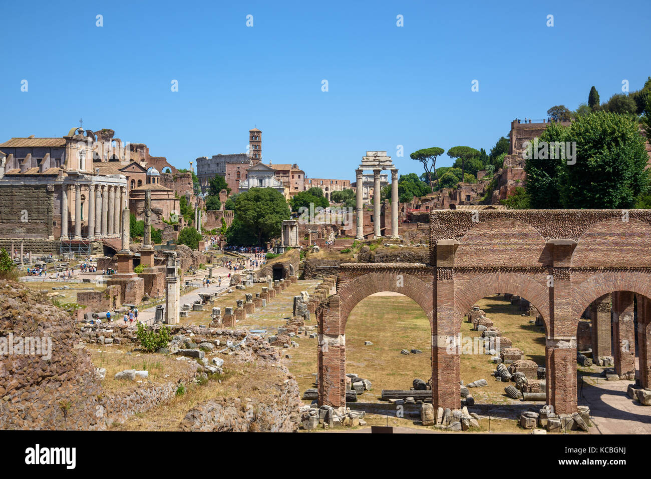 Vue sur le Forum Romain, Rome, Italie Banque D'Images Vue sur le Forum Romain, Rome, Italie Banque D'Images