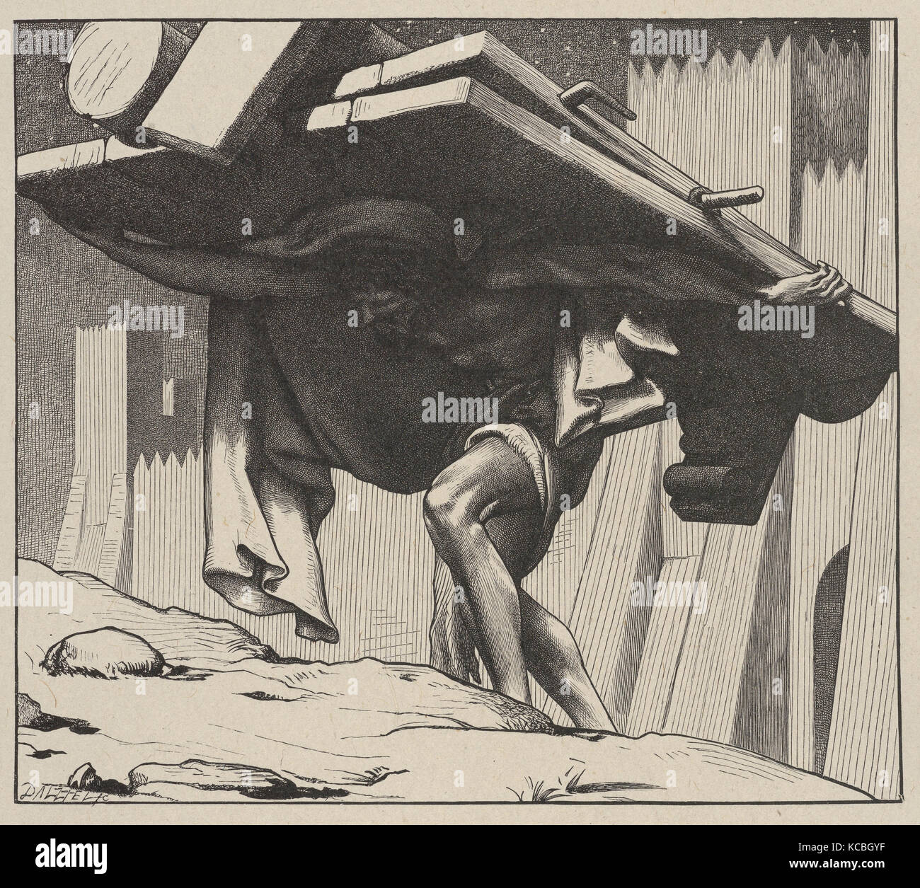 Samson portant la Bible des portes (Dalziels Gallery), Frédéric, Lord Leighton, 1881 Banque D'Images