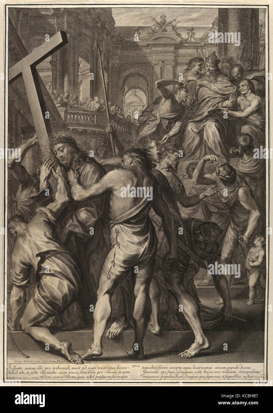 Dessins et estampes, Print, Christ est condamné par Pilate, de la Passion du Christ, la plaque 16, La Passion du Christ Banque D'Images