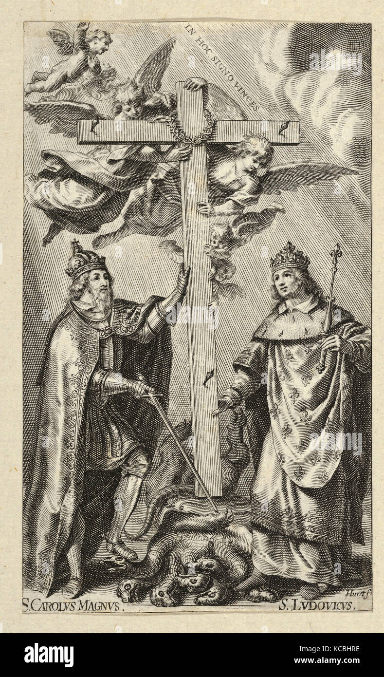 Dessins et estampes, Print, saint Charlemagne et Saint Louis, artiste, Grégoire Huret, Français, Lyon 1606-Paris 1670 Banque D'Images