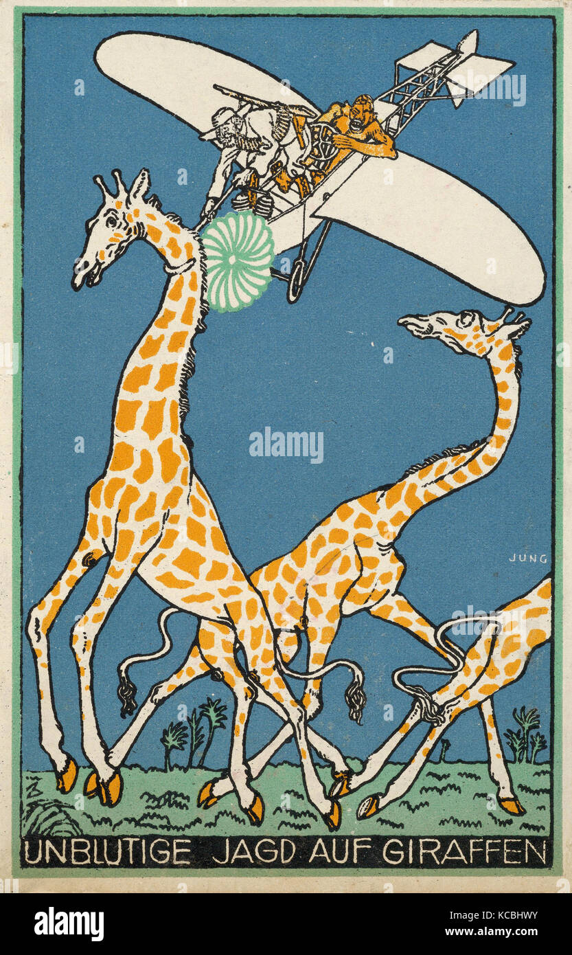 Dessins et estampes, Print, Girafe sans effusion de chasse (Unblutige Jagd auf Giraffen), artiste, éditeur, Moriz Jung Banque D'Images