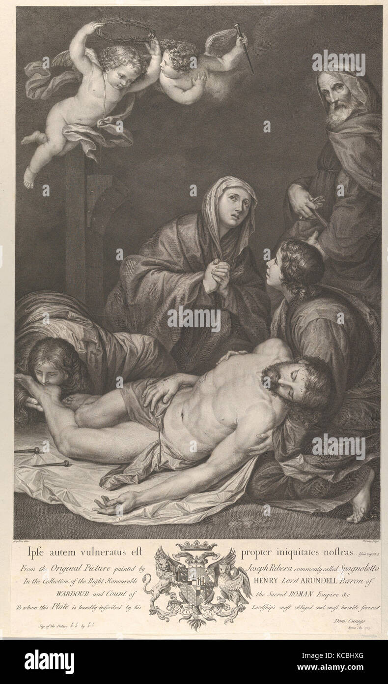 Mise au tombeau du Christ, 1775, Eau-forte et gravure, 3/8 27 × 16 1/8 in. (69,5 × 41 cm), d'impressions, Domenico Cunego (Vérone, Italie Banque D'Images