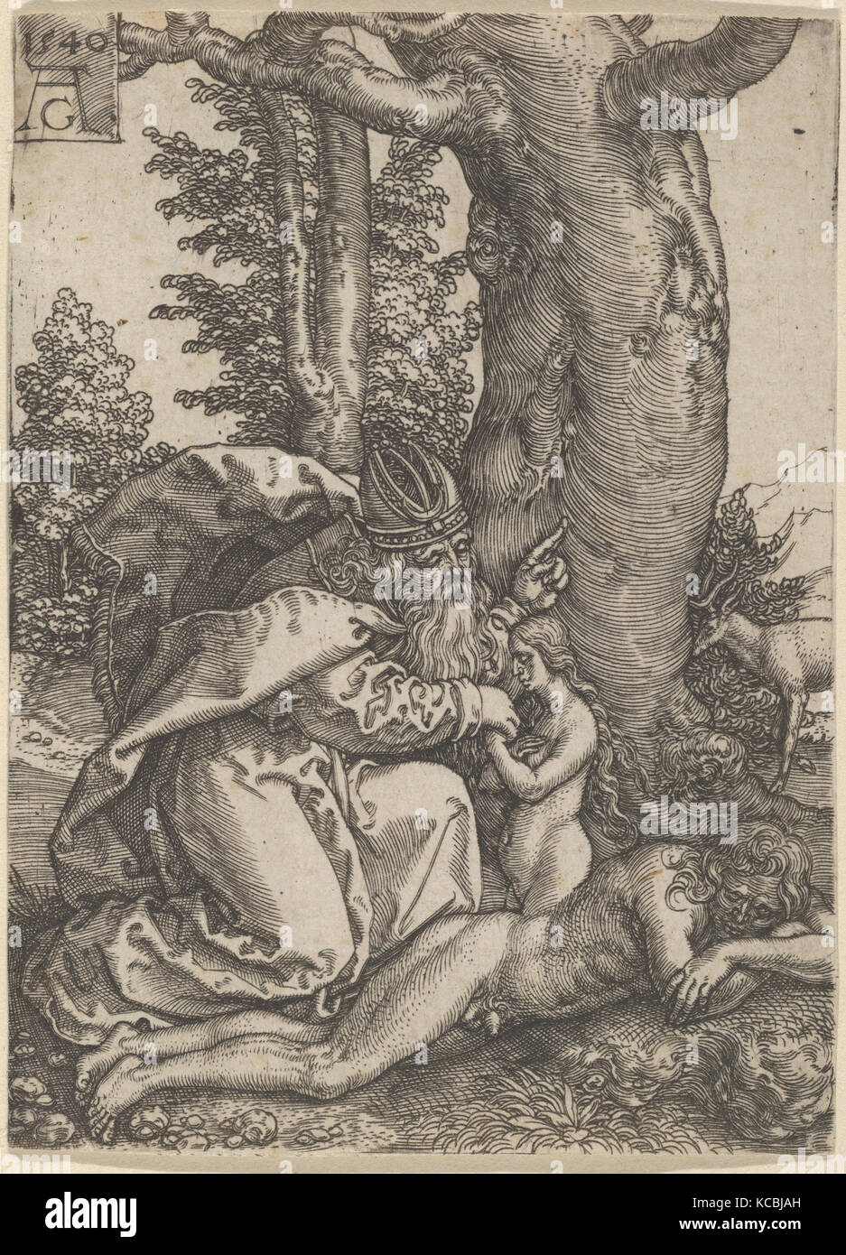 La création d'Ève, de l'histoire d'Adam et Eve, Heinrich Aldegrever, 1540 Banque D'Images