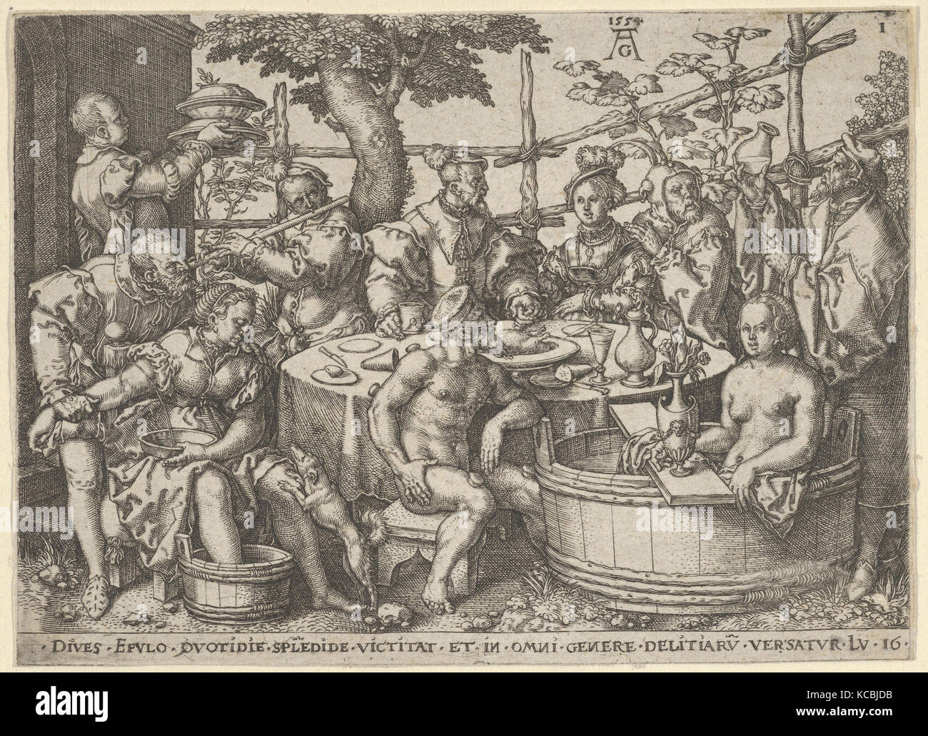 L'homme riche à sa table, à partir de la parabole de l'homme riche et Lazare, Heinrich Aldegrever, 1554 Banque D'Images