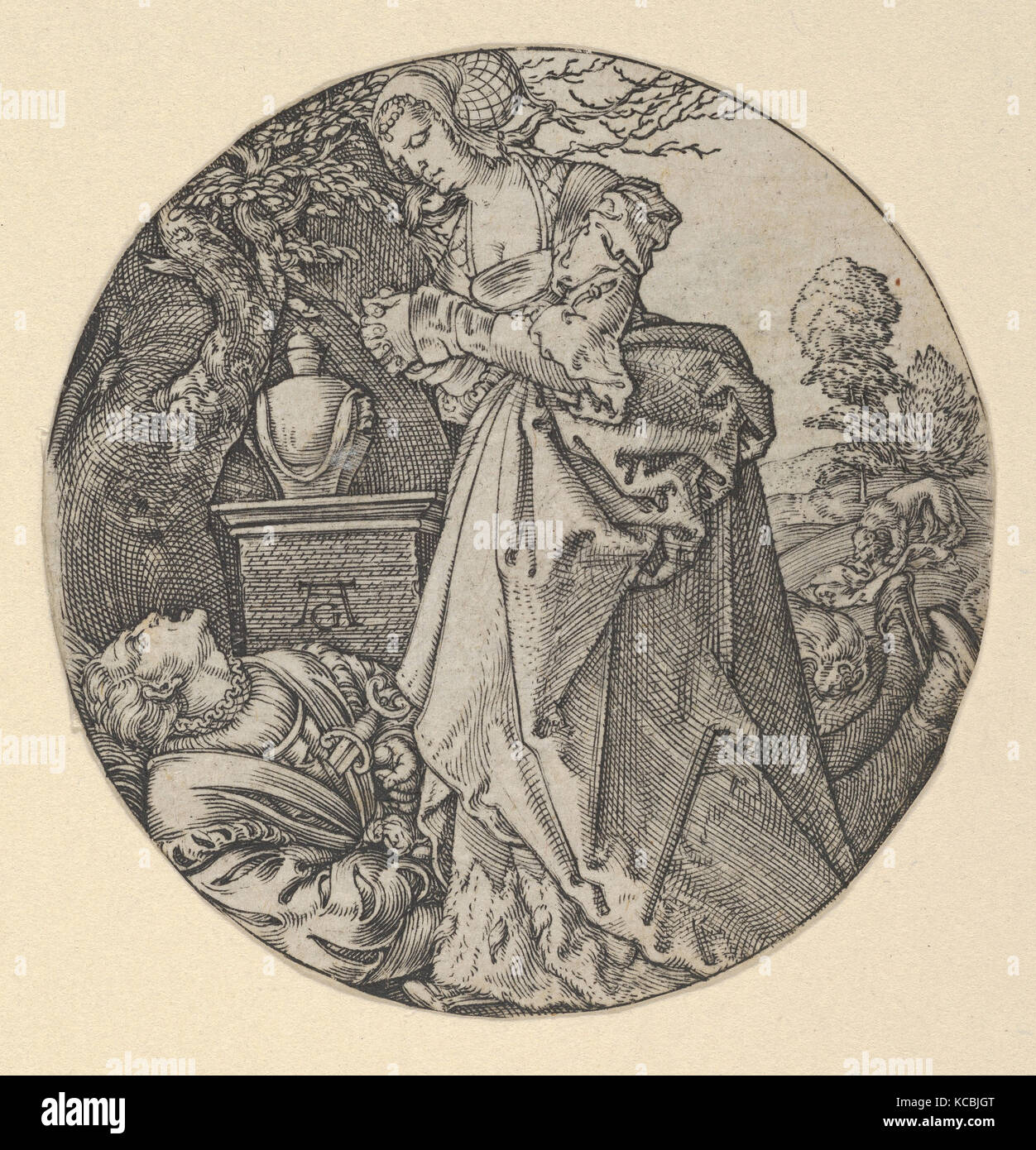 Pyramus et Thisbe, ca. 1529, gravure, feuille : 2 3/16 in. (5,5 cm), d'imprimés, de Heinrich Aldegrever (allemand, Paderborn ca. 1502 Banque D'Images