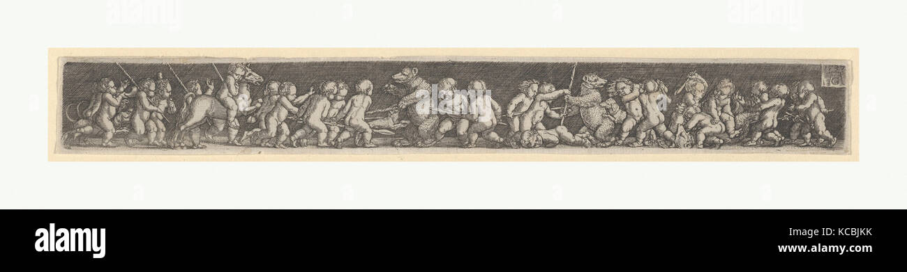Frise avec les enfants La lutte contre l'Ours, Heinrich Aldegrever, 1537 Banque D'Images
