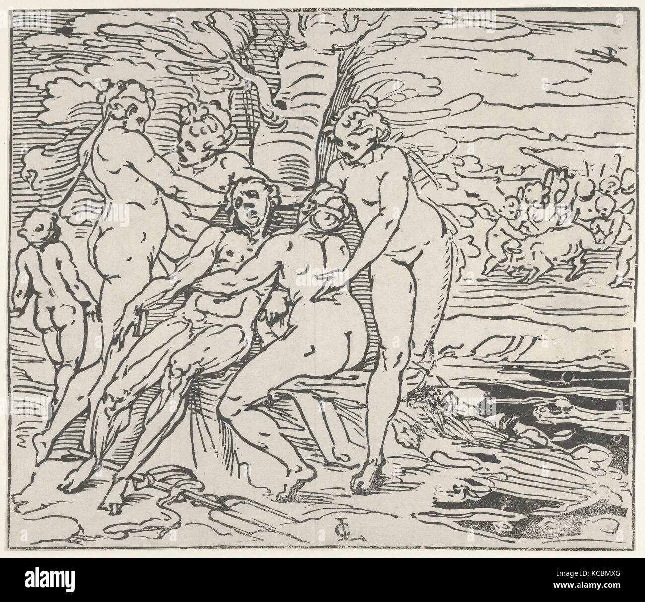 Vénus et les nymphes Déplorant la mort d'Adonis, Luca Cambiaso, 1560-65 Banque D'Images