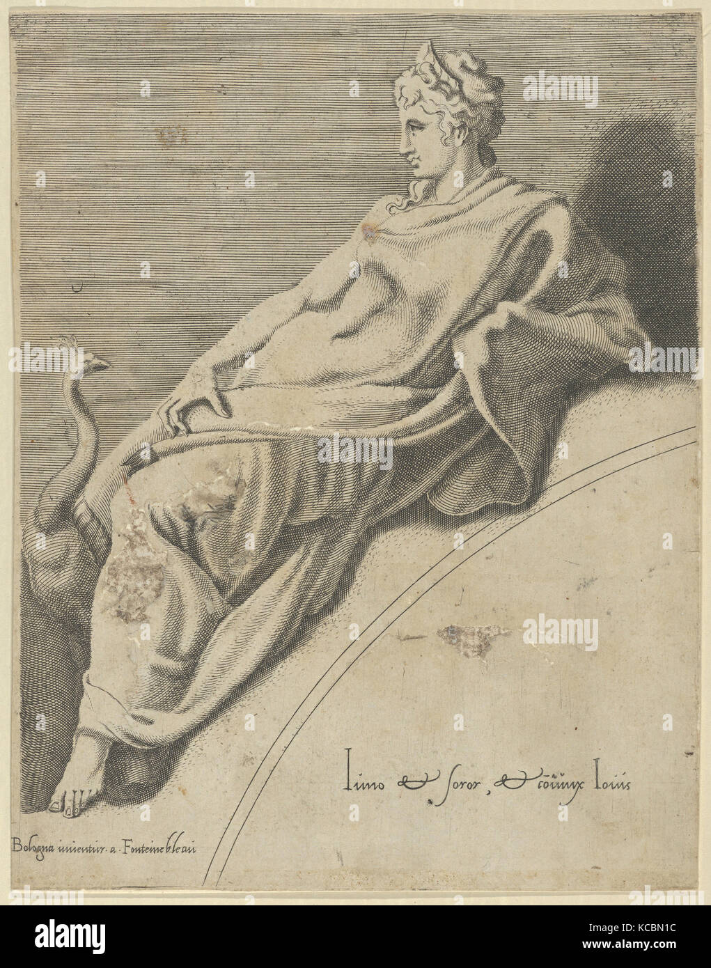 Juno (du Muses et les trois grandes déesses), gravée par Anonyme, Italien, 16e siècle, 1540-56 Banque D'Images