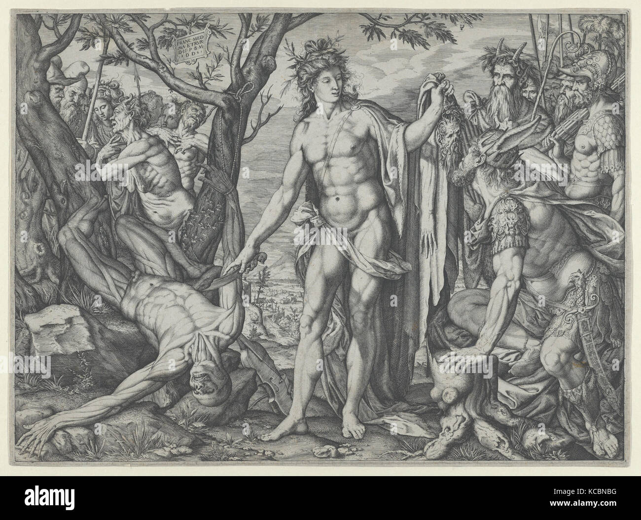 Apollon et Marsyas et le jugement de Midas, Melchior Meier, 1581 Banque D'Images