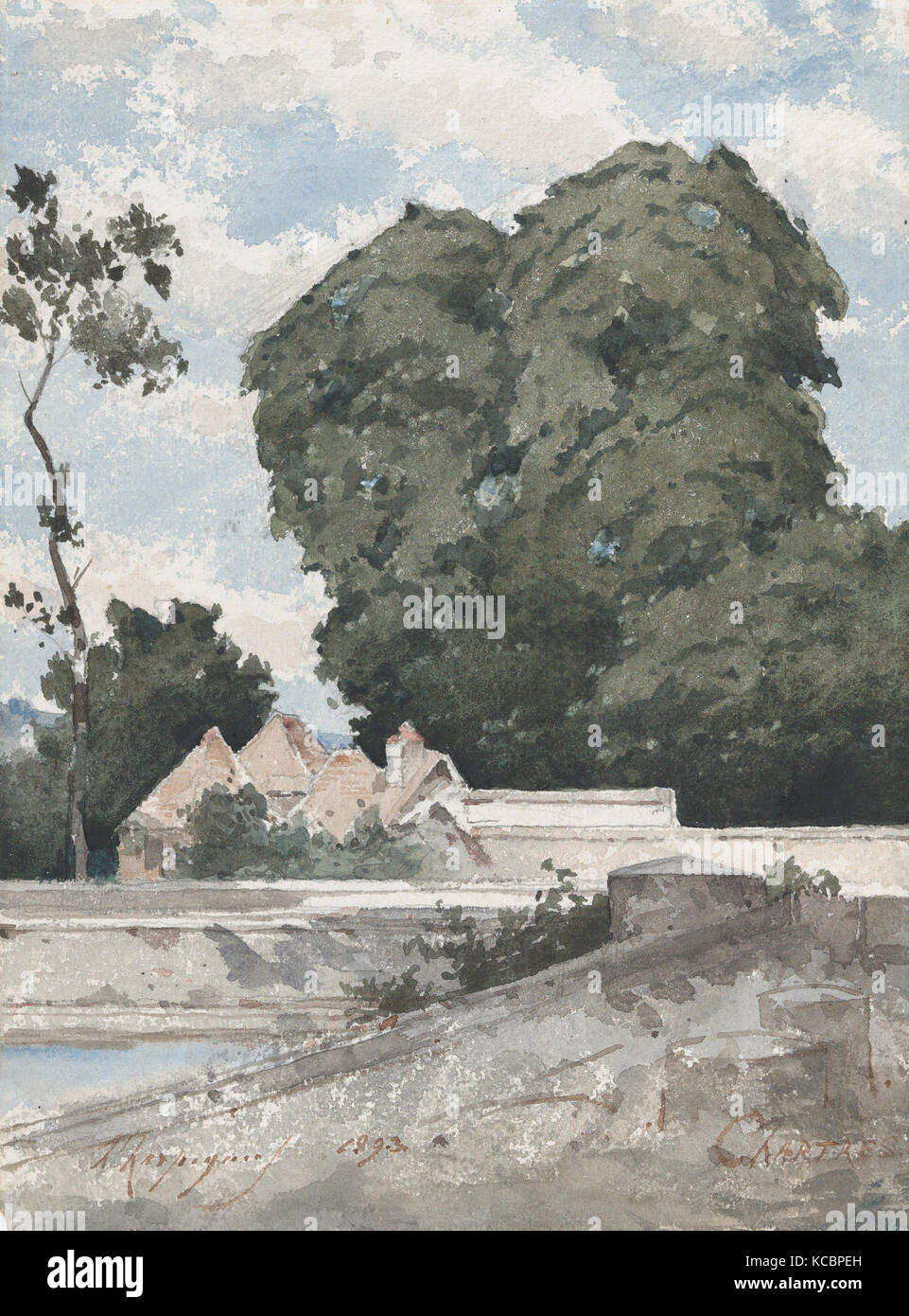 Vue depuis les remparts de Chartres, Henri-Joseph Harpignies, 1893 Banque D'Images