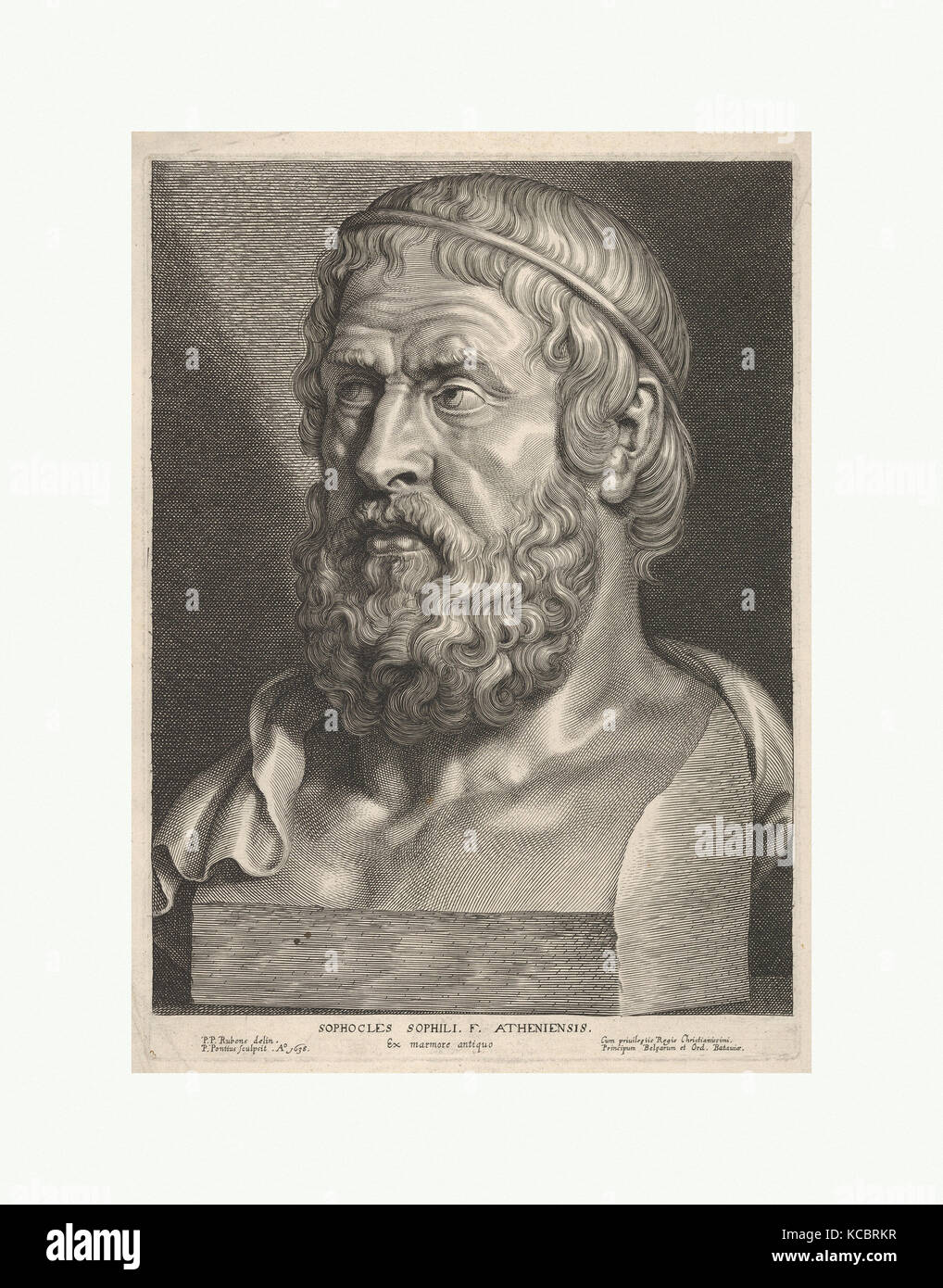 Sophocle (d'après Rubens), 1638, gravure, plaque : 12 1/16 x 8 11/16 in. (30,6 x 22 cm), d'imprimés, de Paulus Pontius (flamande, Anvers Banque D'Images