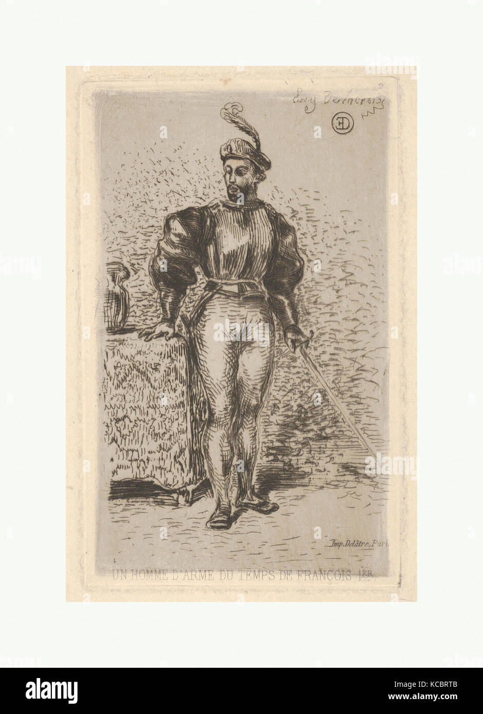 L'homme d'armes, 19e siècle, pointe sèche ; deuxième état, feuille : 9 3/16 x 8 1/16 in. (23,4 x 20,5 cm), Impressions, Eugène Banque D'Images