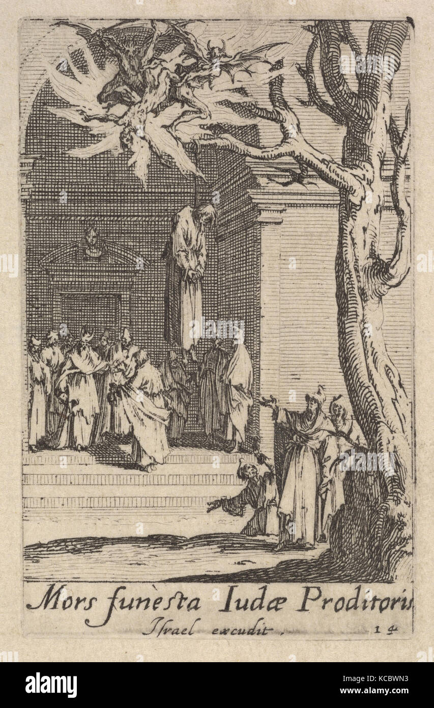Mort de Judas, à partir de la série "Le petit symbole des apôtres (Les petits apôtres), Jacques Callot, ca. 1632 Banque D'Images