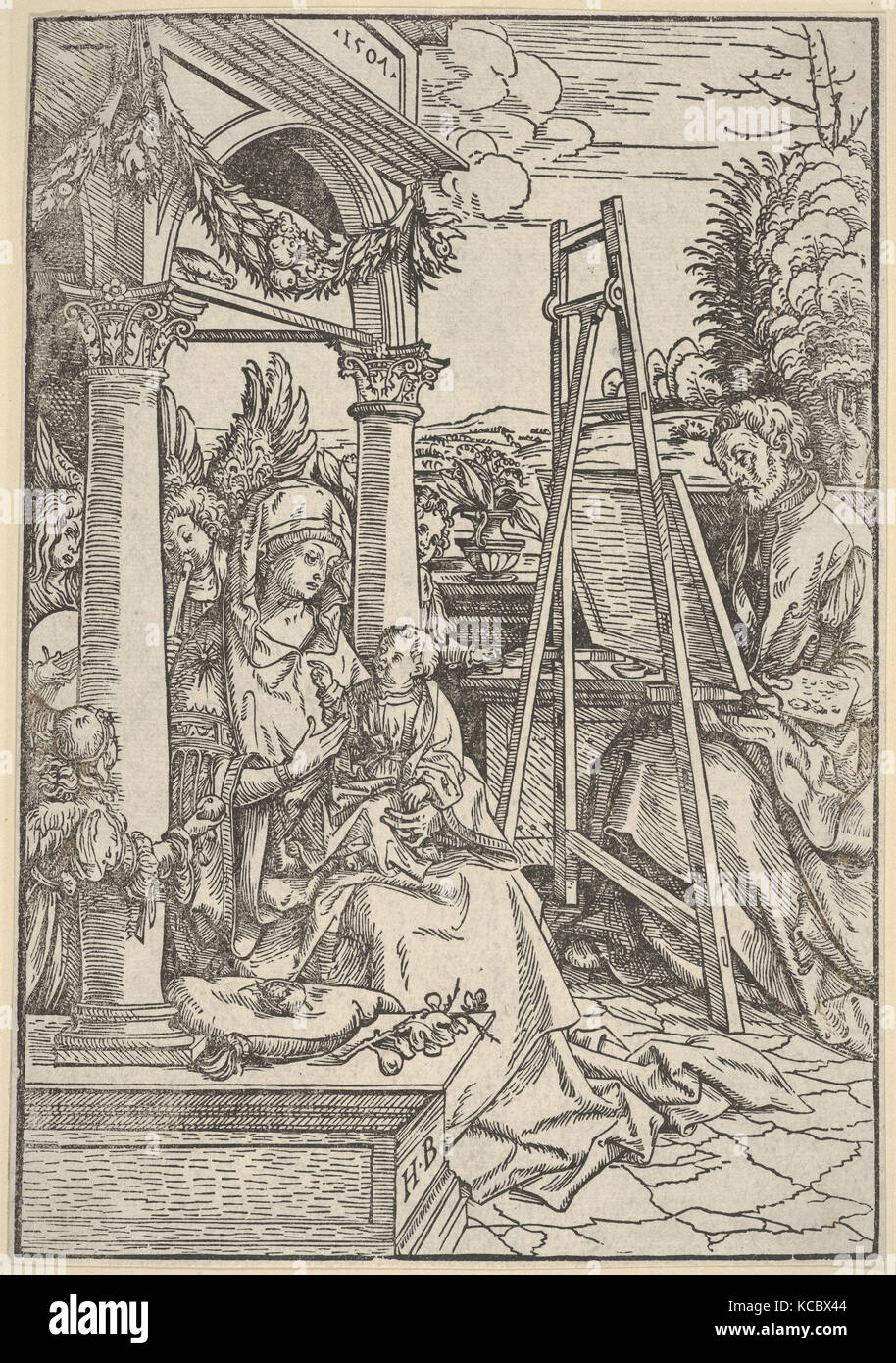 Saint Luc peignant la Vierge, Hans Burgkmair, 1507 Banque D'Images