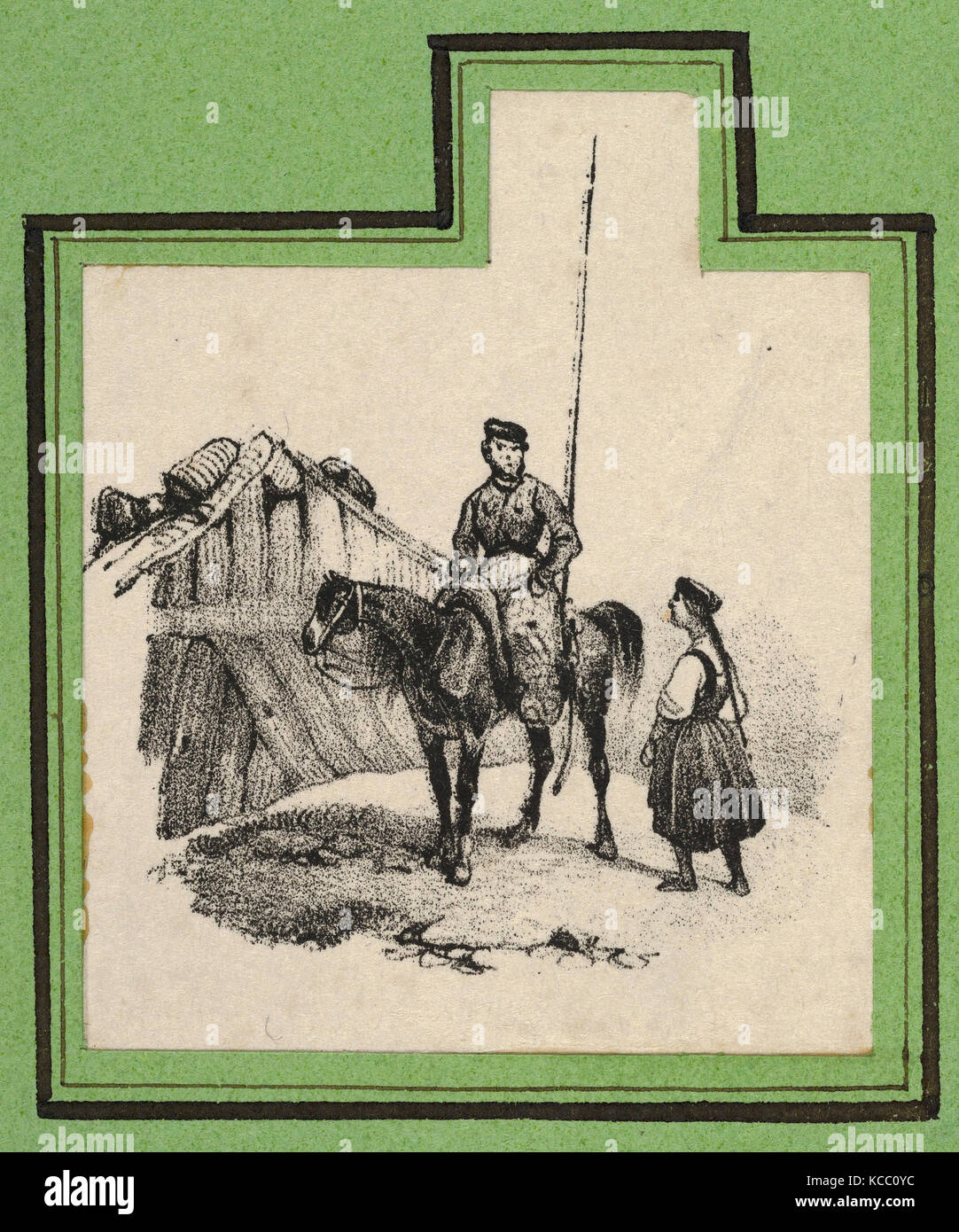 Dessins et estampes, Print, Soldat sur un cheval avec une femme à côté de lui, l'artiste, Victor Adam, Français, 1801-1866, Adam, Victor Banque D'Images
