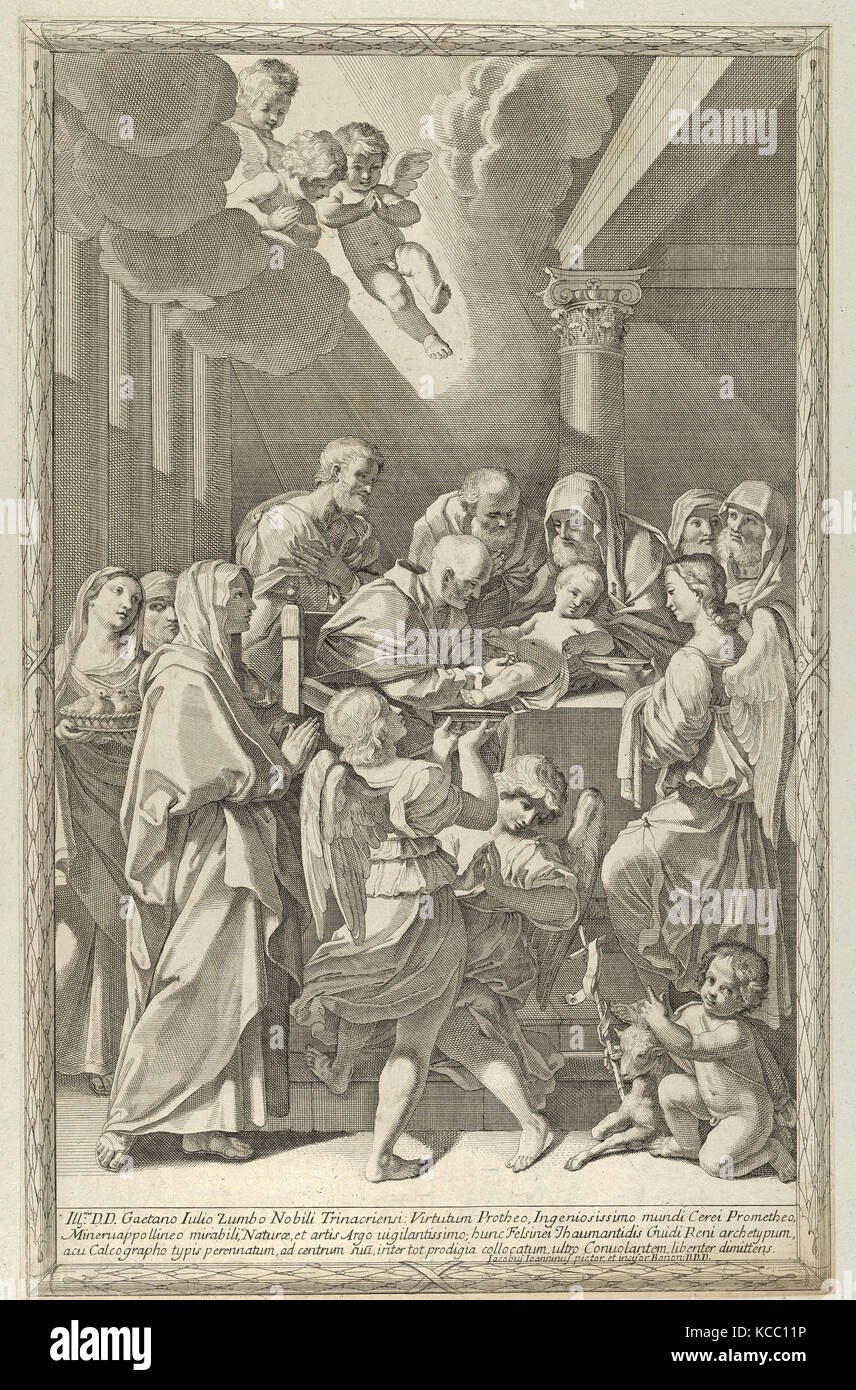 Dessins et estampes, Print, la circoncision du Christ, un groupe d'hommes, de femmes et d'anges autour de lui, le jeune Saint John Banque D'Images