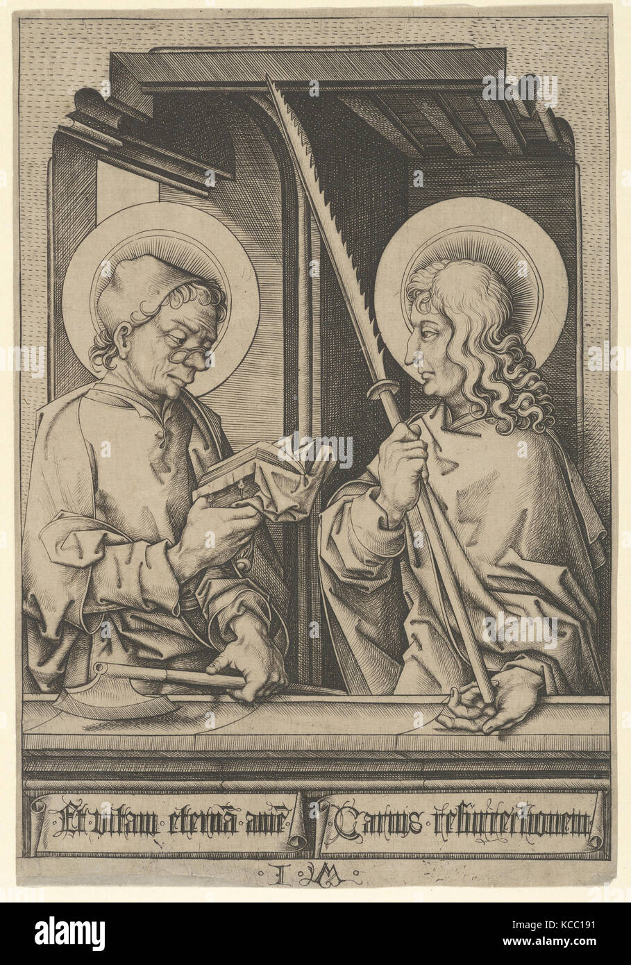 Saints Matthias et Judas Thaddée, des Apôtres, Israhel van Meckenem, n.d Banque D'Images