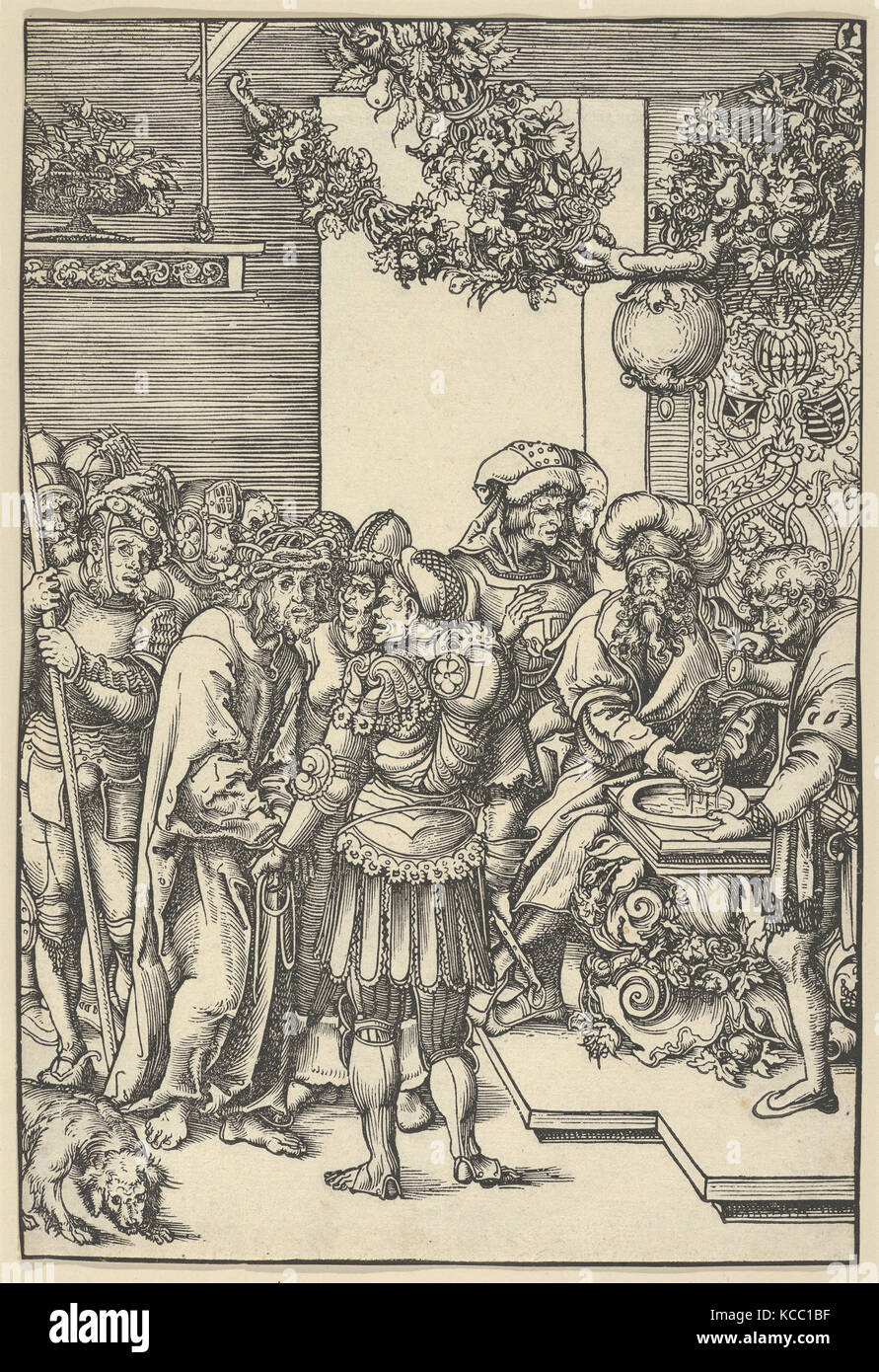 Pilate se laver les mains, de la Passion, de Lucas Cranach l'ancien Banque D'Images