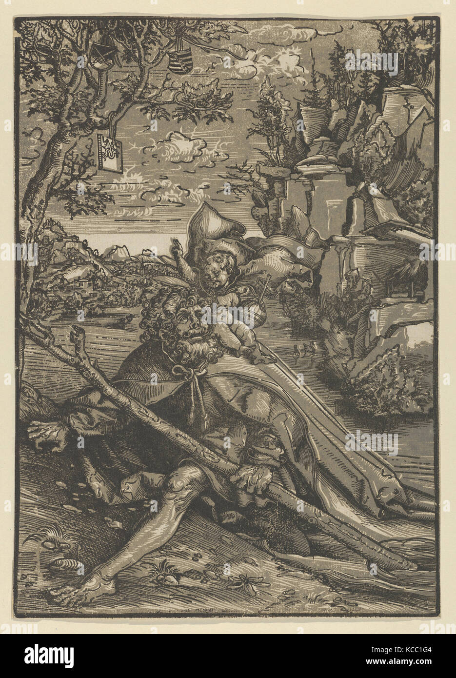 Saint Christopher, 1506, gravure sur bois clair-obscur en deux blocs, la fin de l'impression, feuille : 11 1/4 x 8 1/16 in. (28,6 × 20,5 cm), d'impressions Banque D'Images