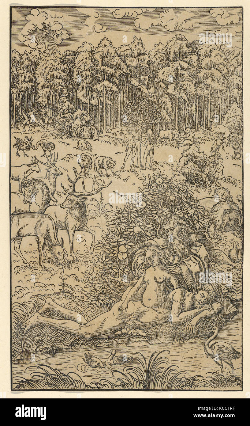 Dessins et gravures, d'impression, de la création d'Ève, artiste, Lucas Cranach le jeune et l'atelier, l'allemand, Wittenberg 1515-1586 Banque D'Images