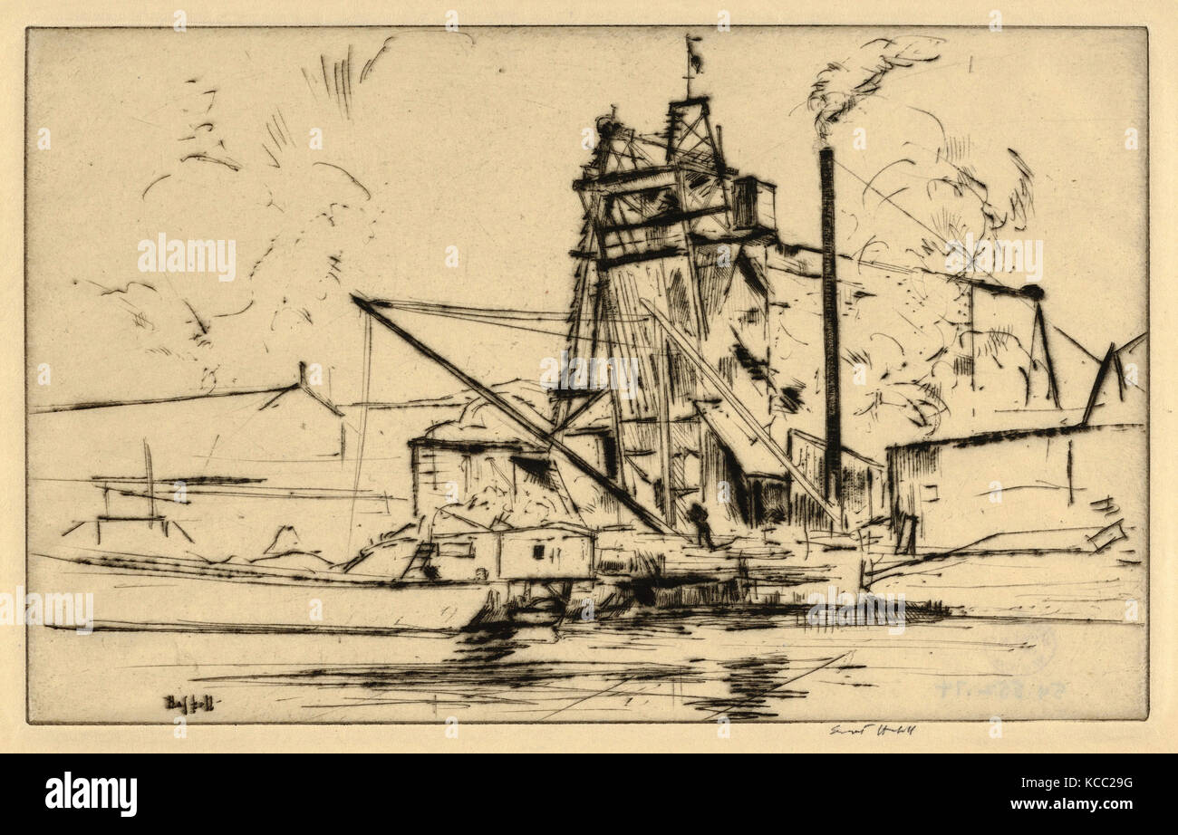 Dessins et estampes, Print, Bridgeport Docks, artiste, Ernest Haskell, American, Woodstock, Connecticut 1876-1925 West Point Banque D'Images