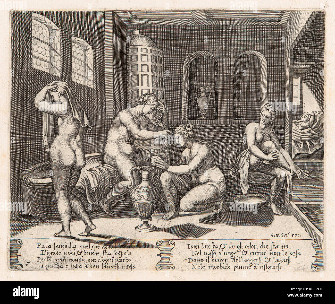 Dessins et estampes, Print, 7 plaque : Psyché assisté dans sa baignoire, de l'histoire d'Amour et Psyché comme dit par Apulée Banque D'Images