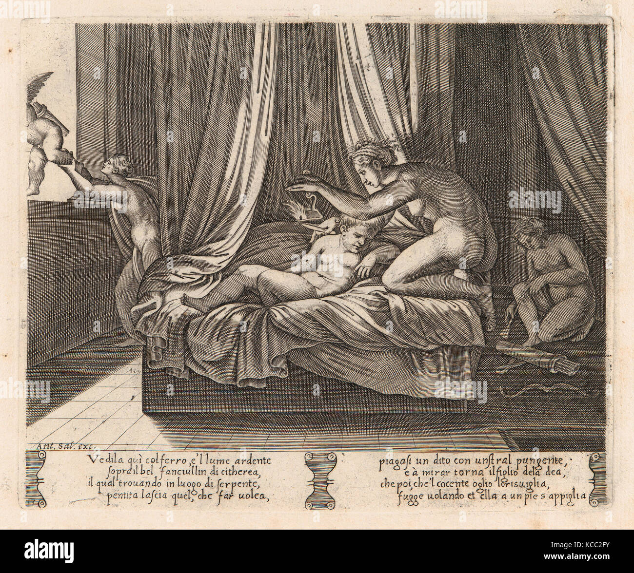 Dessins et gravures, d'impression, la plaque 13 : Psyché à à Cupidon, à partir de l'histoire d'Amour et Psyché comme dit par Apulée Banque D'Images