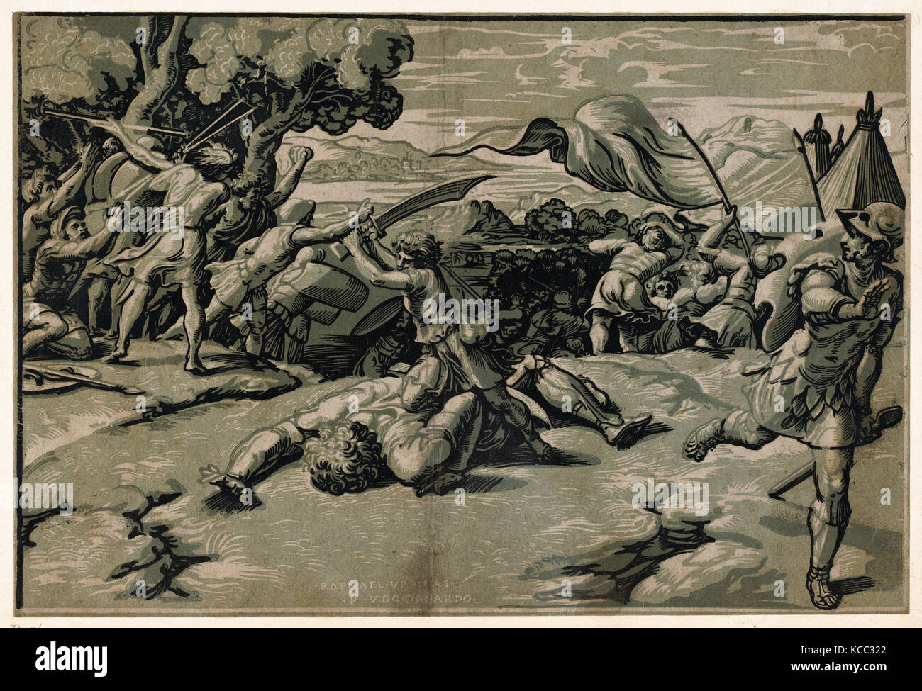 Dessins et estampes, Print, David et Goliath, l'artiste, après, Ugo da Carpi, Raphael (Raffaello Sanzio ou Santi), Italien, Carpi Banque D'Images