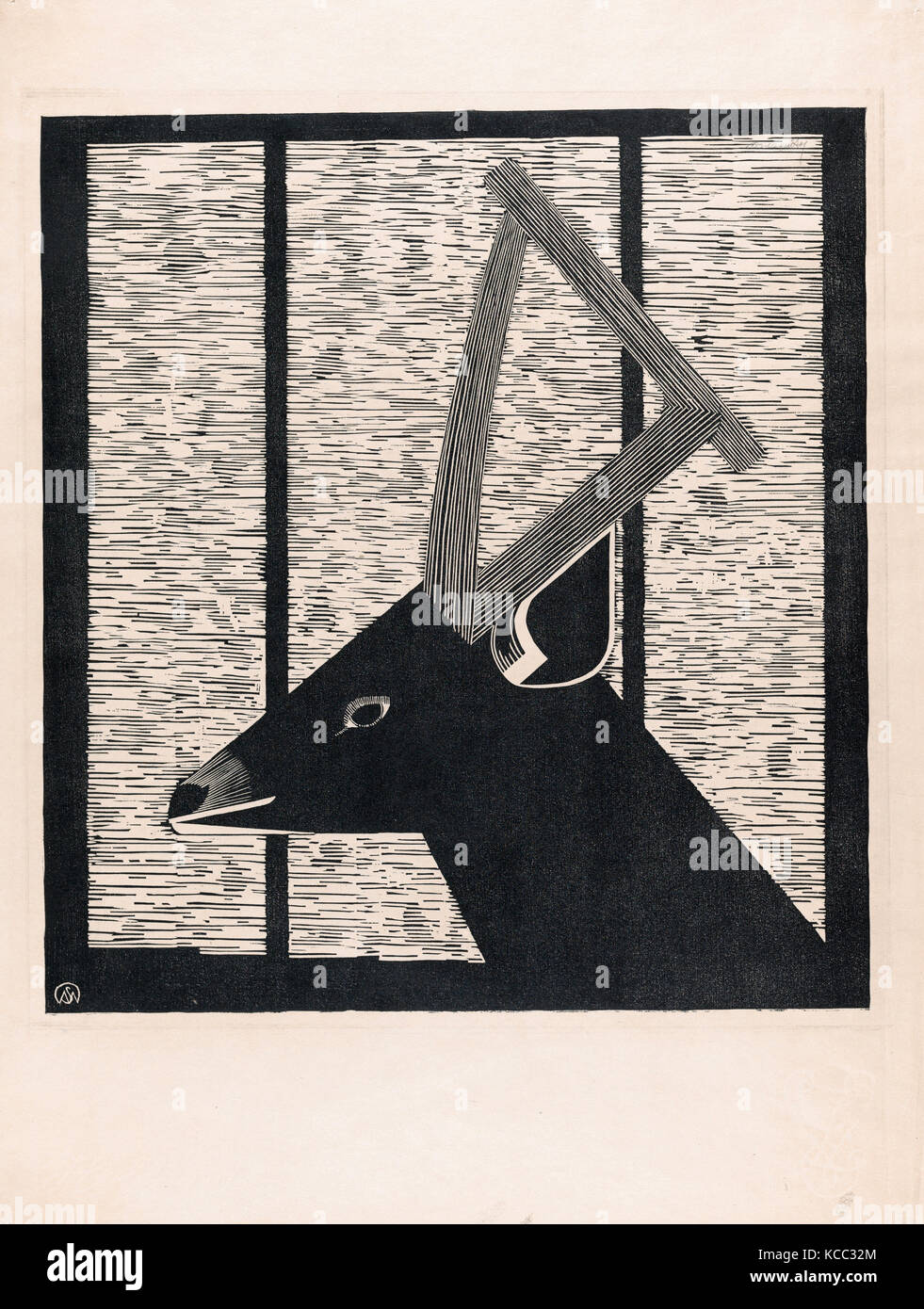Dessins et estampes, Print, Cerf Sambar (Aristoteles eius), Artiste, Samuel Jessurun de Mesquita, Néerlandais, Amsterdam 1868-1944 Banque D'Images