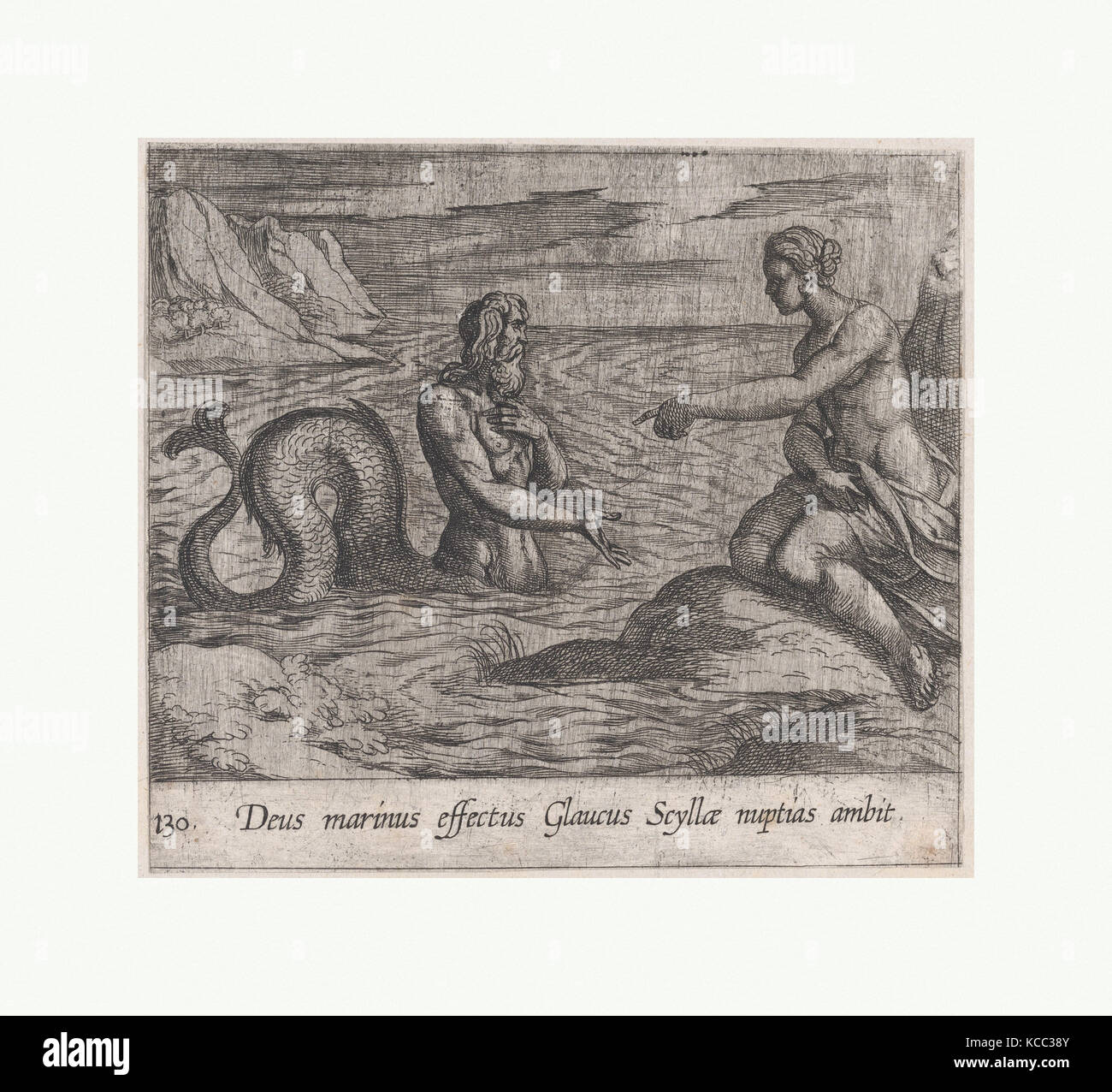 130 Plaque : Scylla et Glaucus (Deus marinus exécution Glaucus Scyllae nuptias ambit), à partir d'Ovide a 'Metamorphoses Banque D'Images