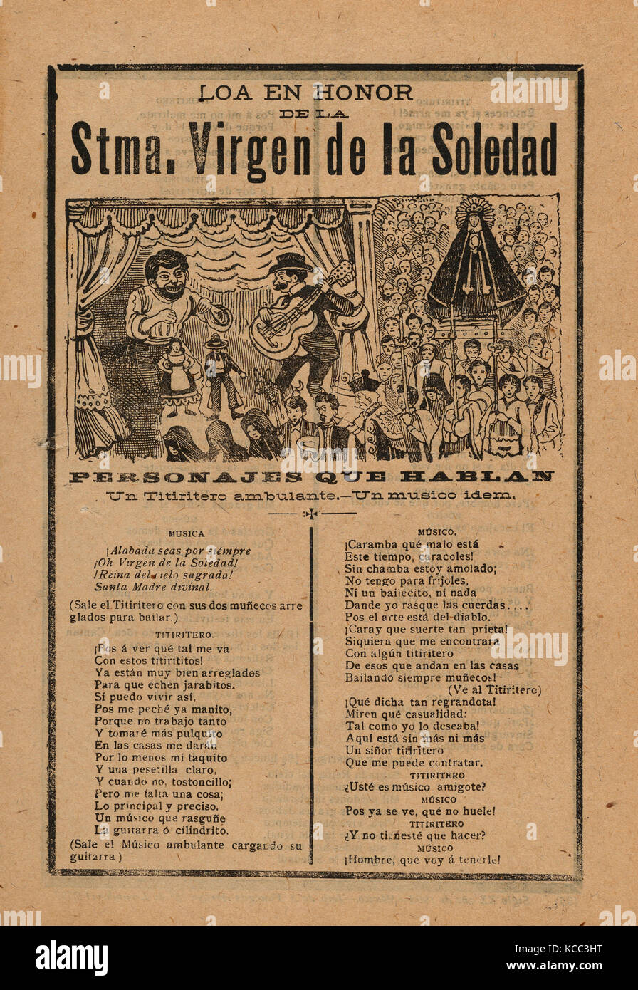 [Affiche avec une chanson relative à la Sainte Vierge de solitude (Stma. Virgen de la Soledad), José Guadalupe Posada Mexican Banque D'Images