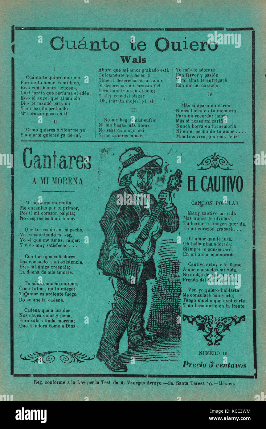 Journal de qualité avec trois chansons d'amour ; un homme chantant et  jouant de la guitare, mexicain José Guadalupe Posada, 1851-1913 Photo Stock  - Alamy