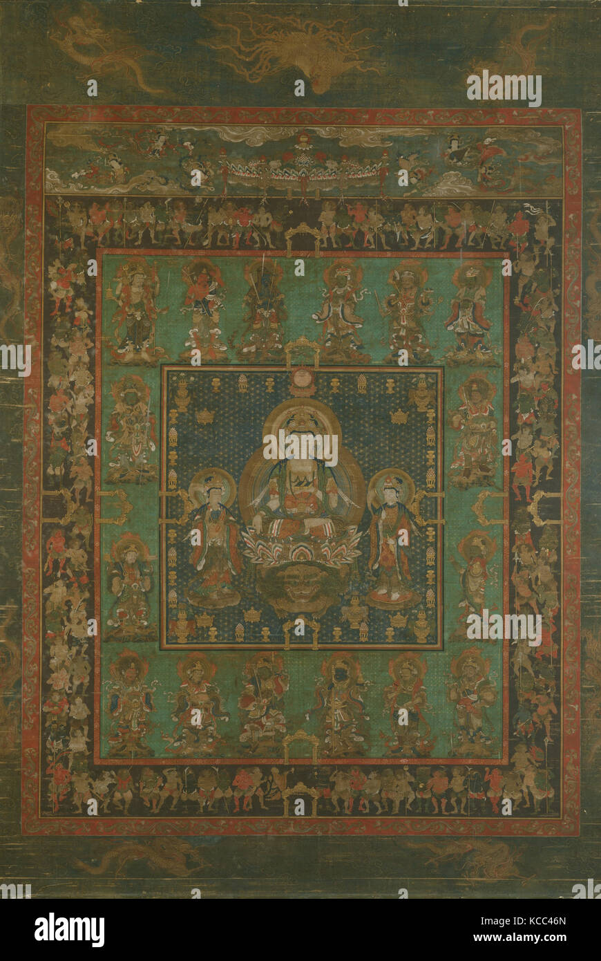 般若菩薩曼荼羅図, Mandala de Hannya, Bosatsu Nanbokuchō période (1336-1992), 14e siècle, le Japon, la pendaison, la couleur d'encre, défilement, l'or Banque D'Images