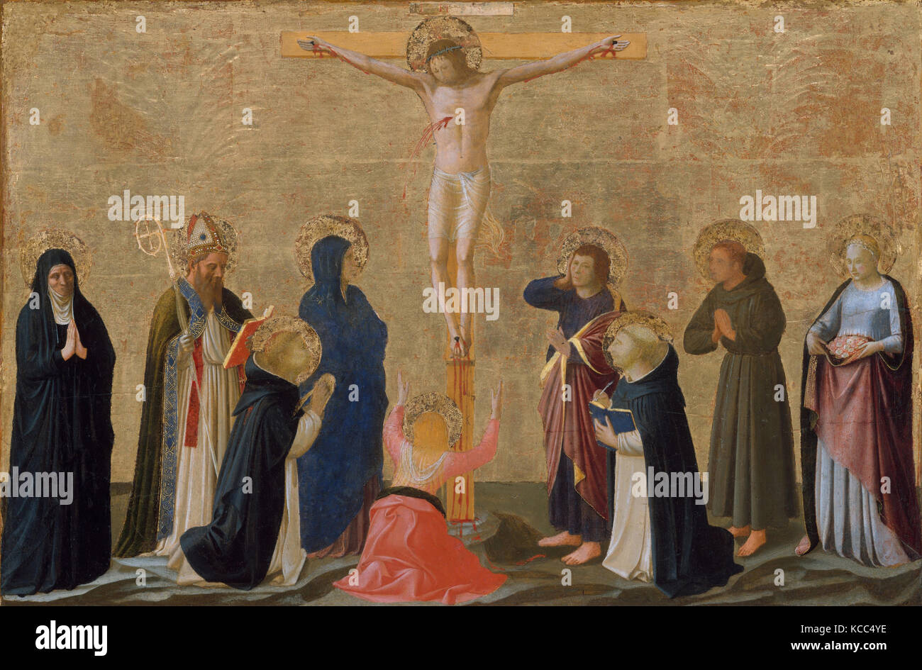 La Crucifixion, peut-être ca. 1440 Tempera, transférée à toile, fixées sur le bois, la masse d'or, 13 3/8 x 19 3/4 in. (34 x 50 Banque D'Images