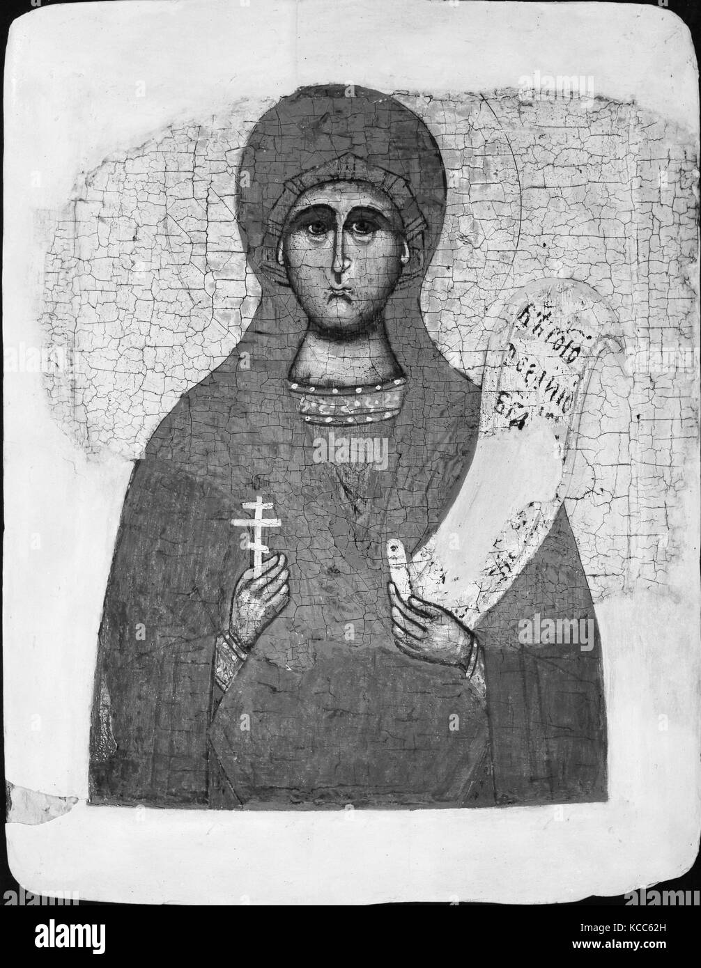 Saint Parasceva, Tempera sur bois, 9 1/4 x 7 3/8 in. (23,5 x 18,7 cm), peintures, peintre russe (15e et 16e siècle Banque D'Images