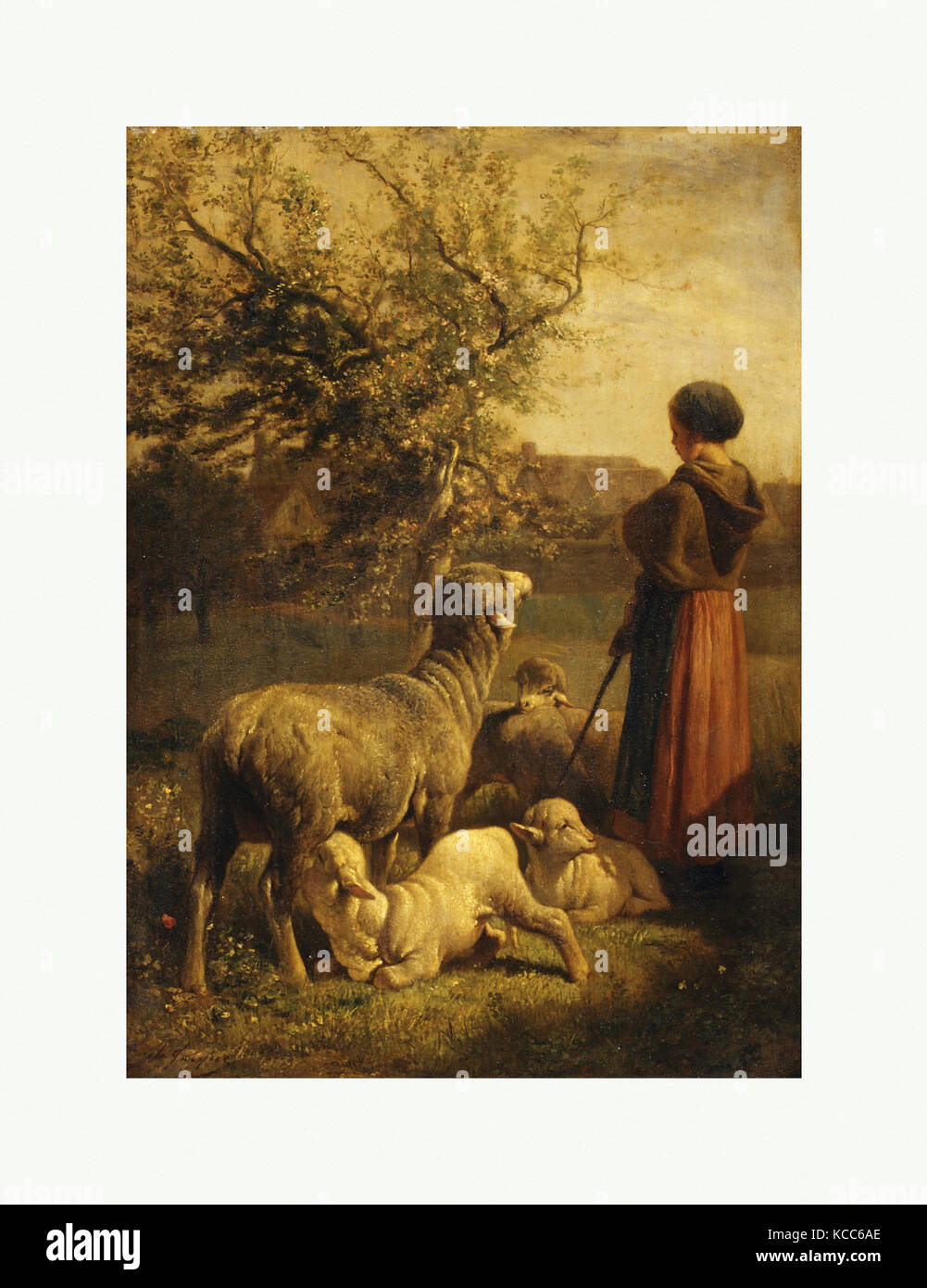 Printemps, huile sur bois, 16 x 11 1/2 in. (40,6 x 29,2 cm), peintures, Charles Jacque (français, Paris 1813-Paris 1894 Banque D'Images