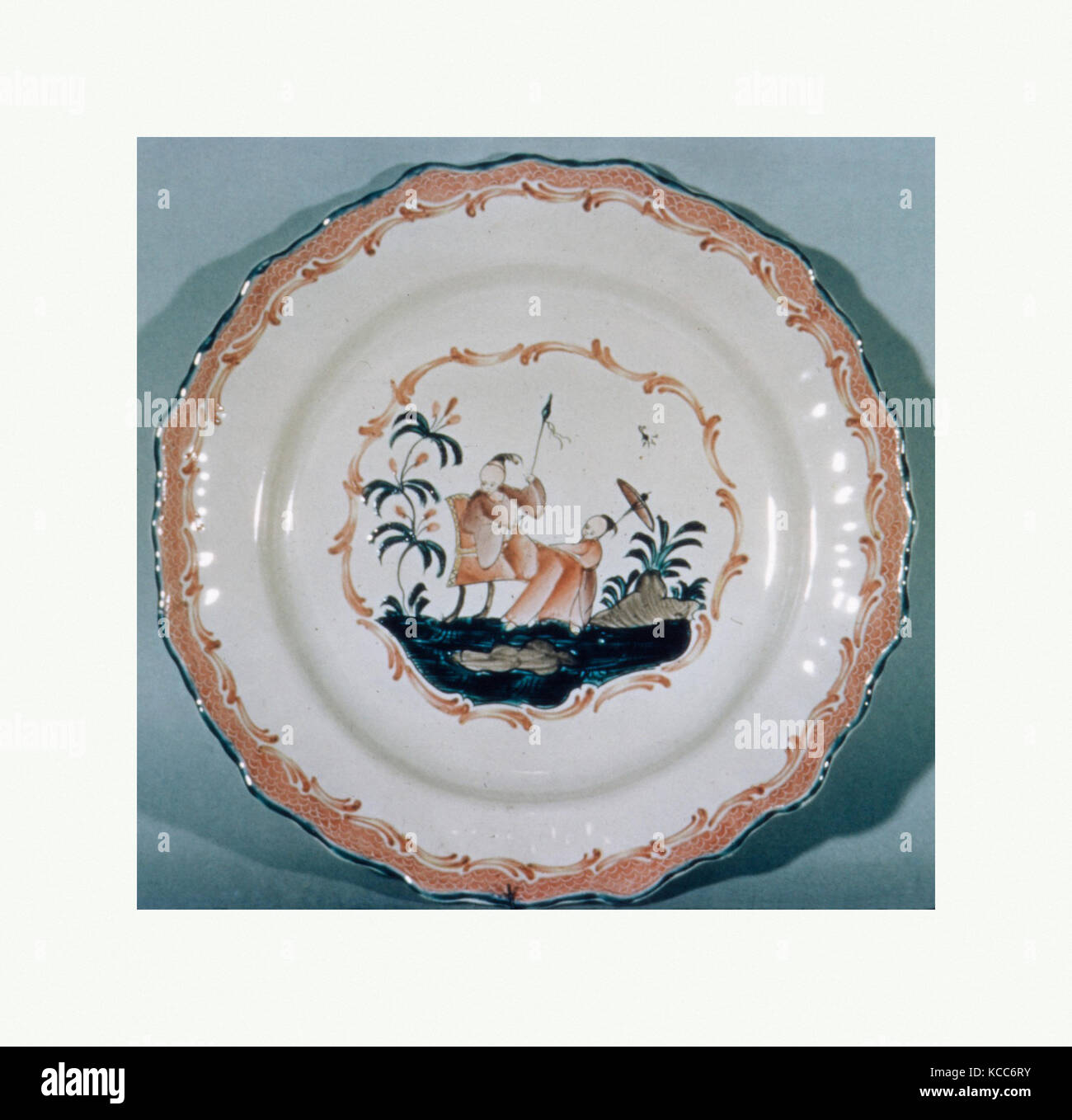 Plaque, ca. 1770-80, Français, Moustiers, faïence (tin-, Diamètre : 9 3/4 in. (24,8 cm), Ceramics-Pottery Banque D'Images