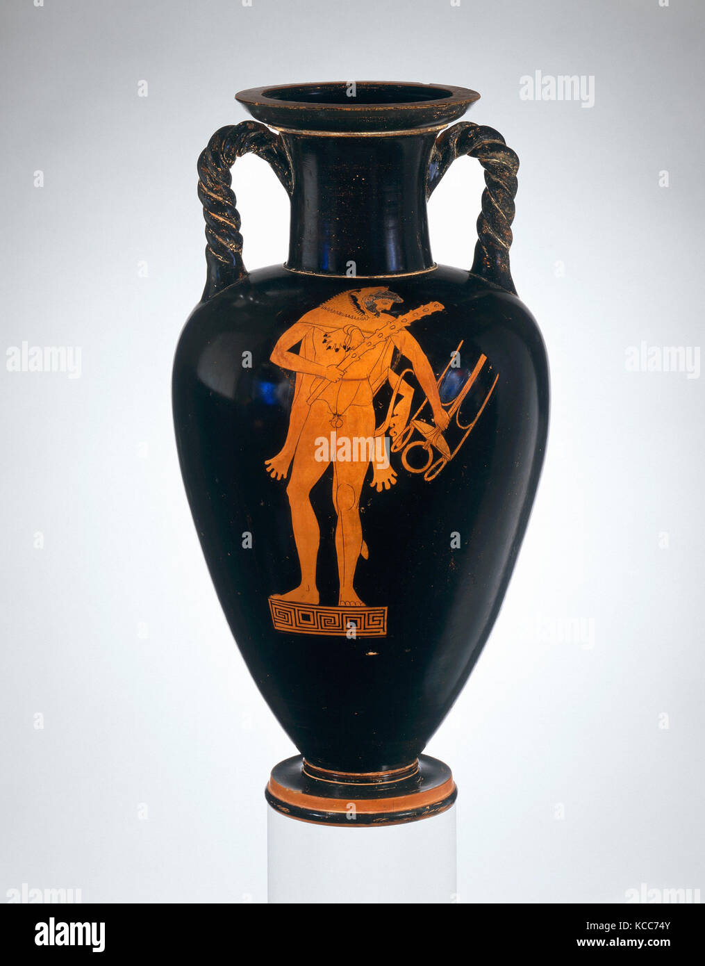 Amphore en terre cuite-cou (jar) avec poignées torsadées, ca. 490-480 av. Banque D'Images