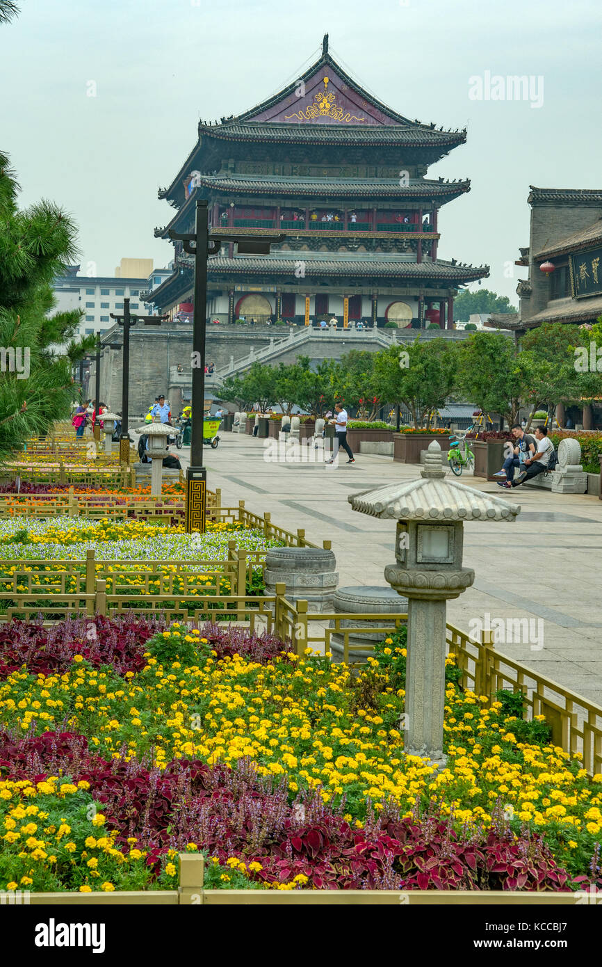 La tour du tambour, Xi'an, Shanxi, Chine Banque D'Images