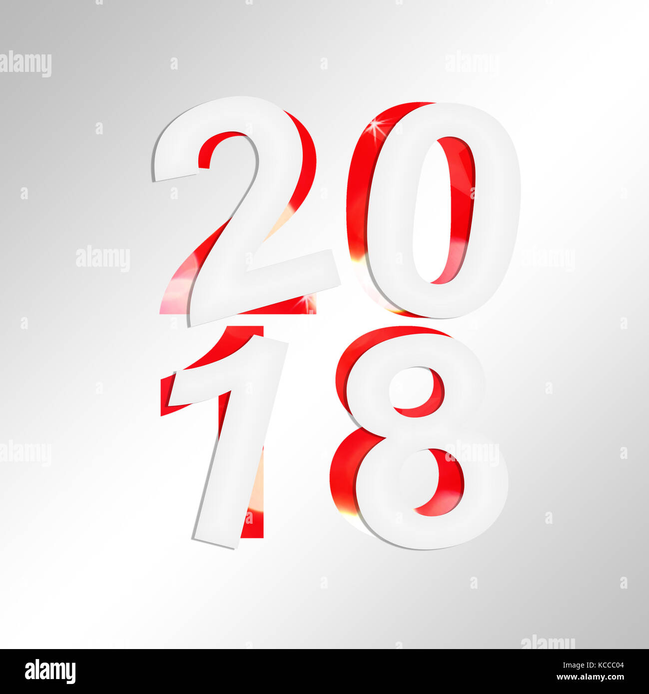 2018 square carte de souhaits avec du papier coupé et fond brillant Banque D'Images