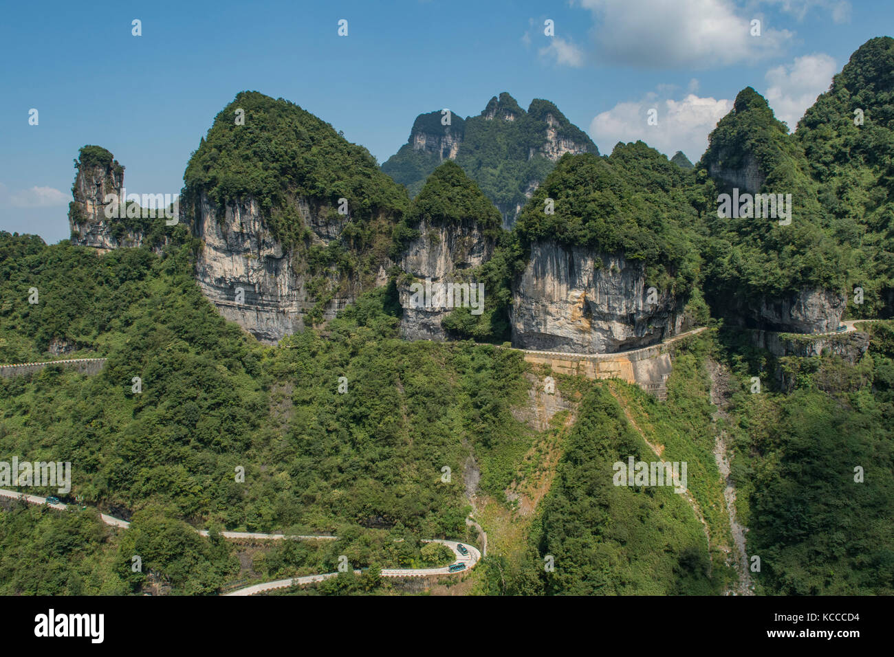 Vue du téléphérique, de la montagne tianmen, zhangjiajie, Hunan, Chine Banque D'Images