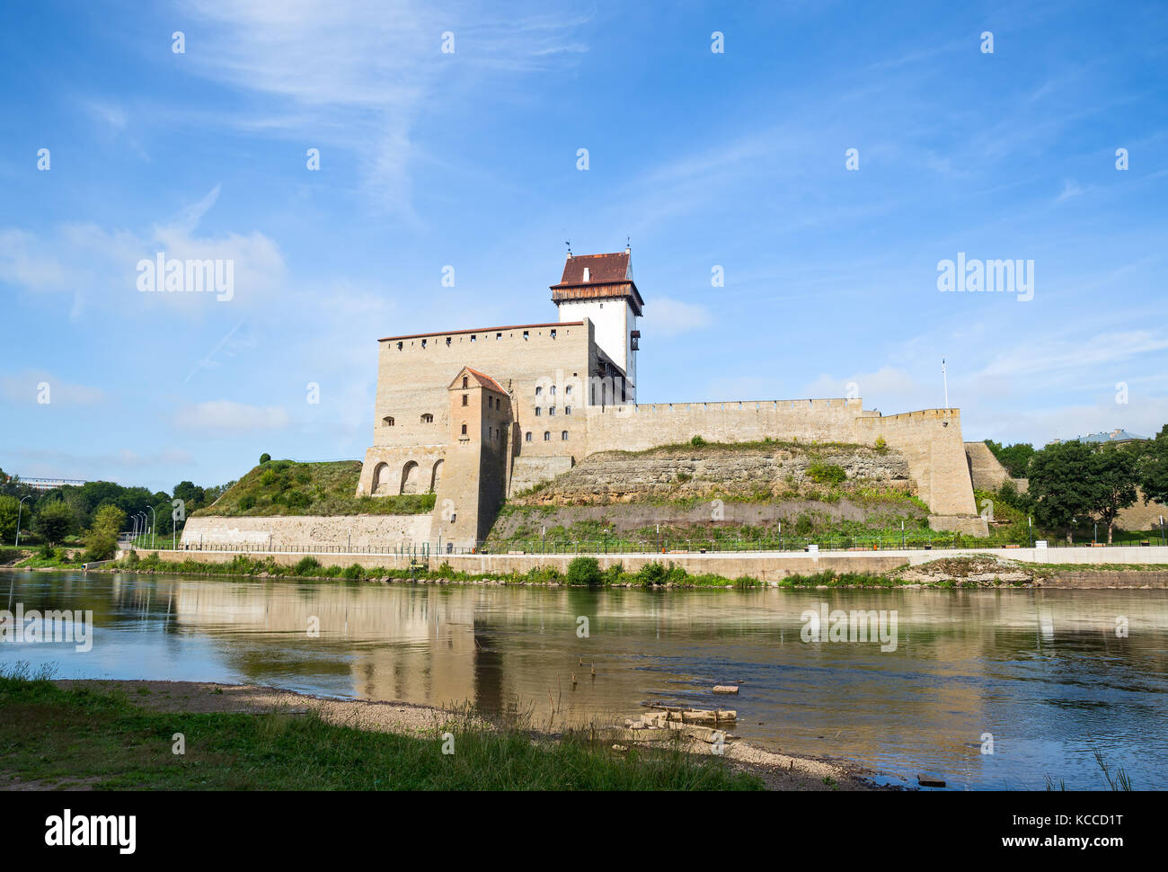 Du château de Narva sur la rive du fleuve en été 24 Banque D'Images