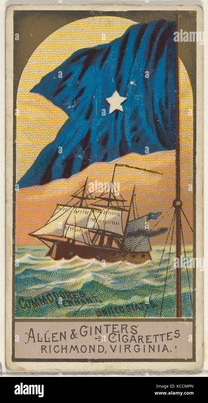 Le Commodore's Pennant, United States, à partir de la série des drapeaux de la Marine (N17) pour les marques de cigarettes Allen & Ginter, ca. 1888 Banque D'Images