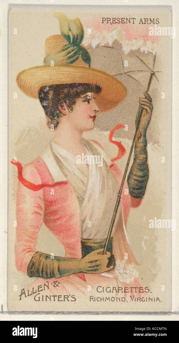 Présenter les armes, à partir de la série d'exercices d'un parasol (N18) pour les marques de cigarettes Allen & Ginter, 1888 Banque D'Images