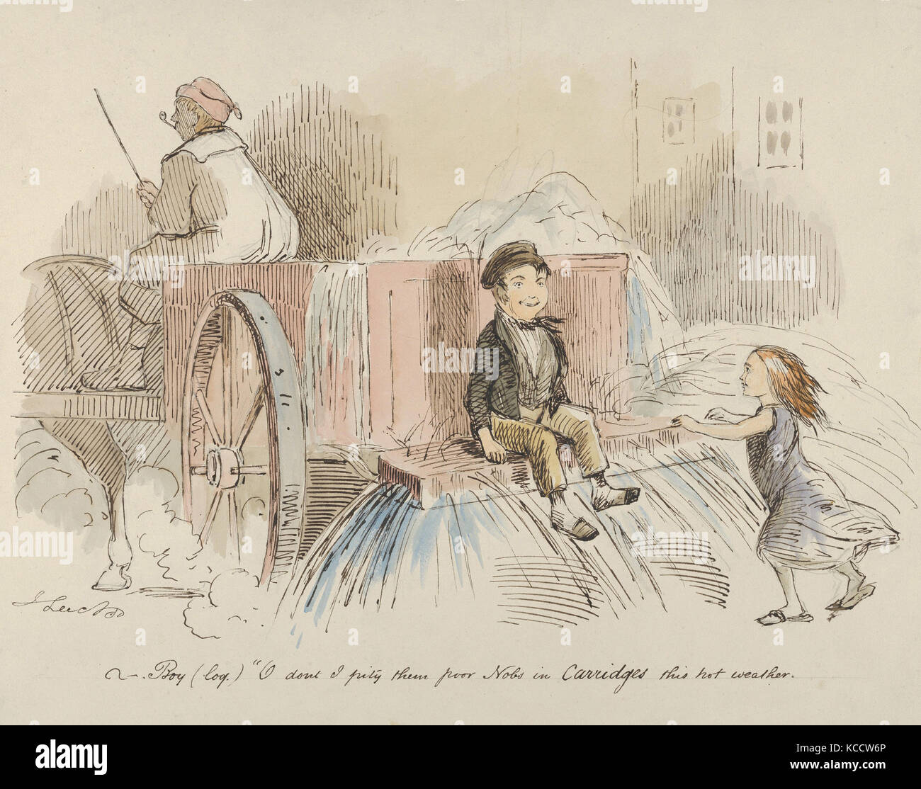 Boy (LQ). O Est-ce que je n'en avoir pitié pauvre Nobs dans les voitures ce temps chaud, John Leech, 1830-64 Banque D'Images