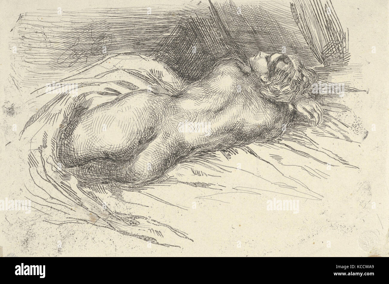 Étude d'une femme vu de derrière, Eugène Delacroix, 1833 Banque D'Images