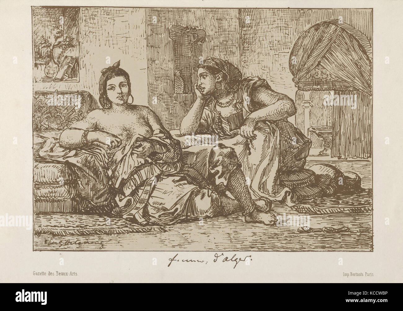 Les femmes d'Alger, 1833, lithographie ; deuxième état de deux, feuille : 7 15/16 × 11 1/8 in. (20,2 × 28,3 cm), d'impressions, d'Eugène Delacroix Banque D'Images