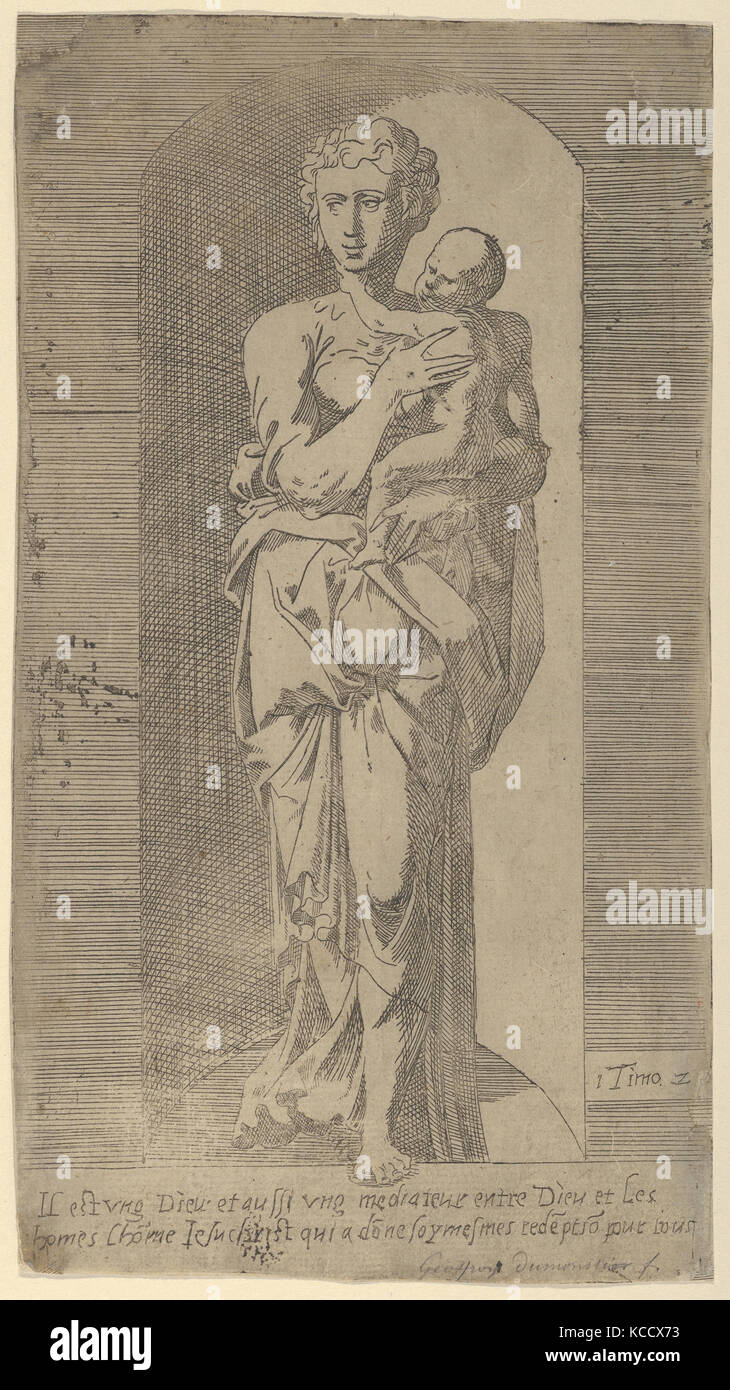 Vierge à l'enfant dans une niche, Geoffroy Dumoûtier, milieu du 16ème siècle Banque D'Images