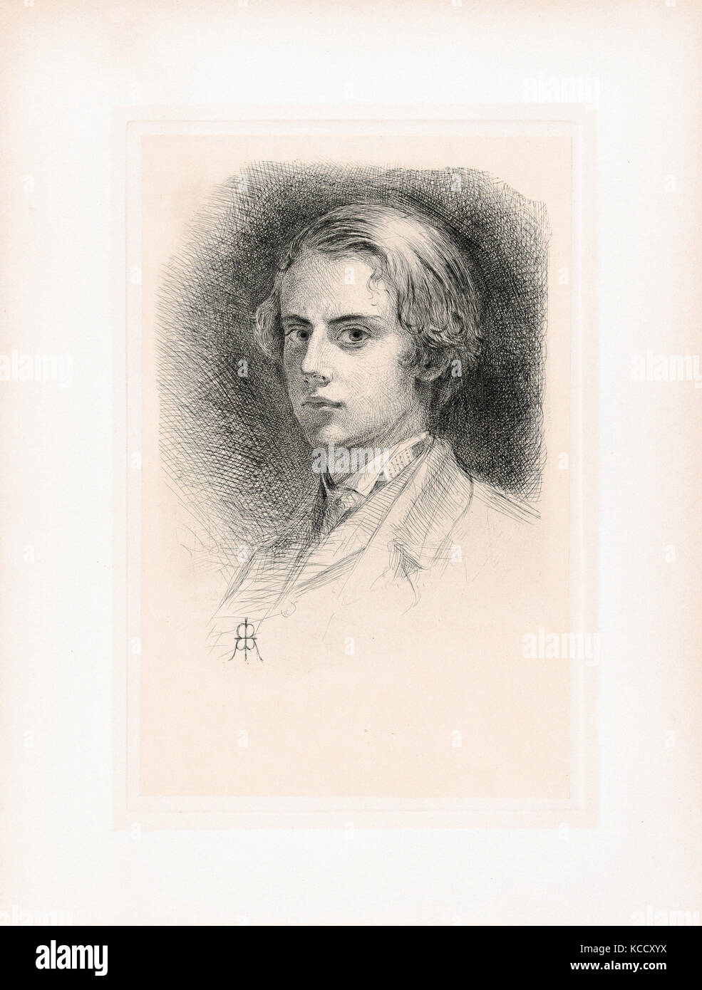 Dessins et estampes, Print, l'auto-portrait, 21 ans, artiste, Sir William Blake Richmond (Londres, 1842-1921, Londres Banque D'Images